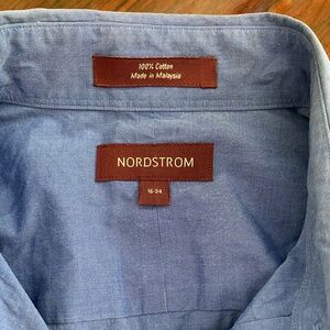 Vintage Nordstrom blue 100% Cotton Dress shirt  sz 16 34